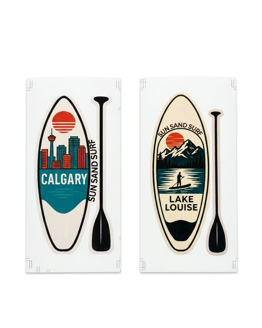 Paddle Board Sticker Pack | Calgary & Lake Louise | 8-Pack Waterproof Vinyl Stickers