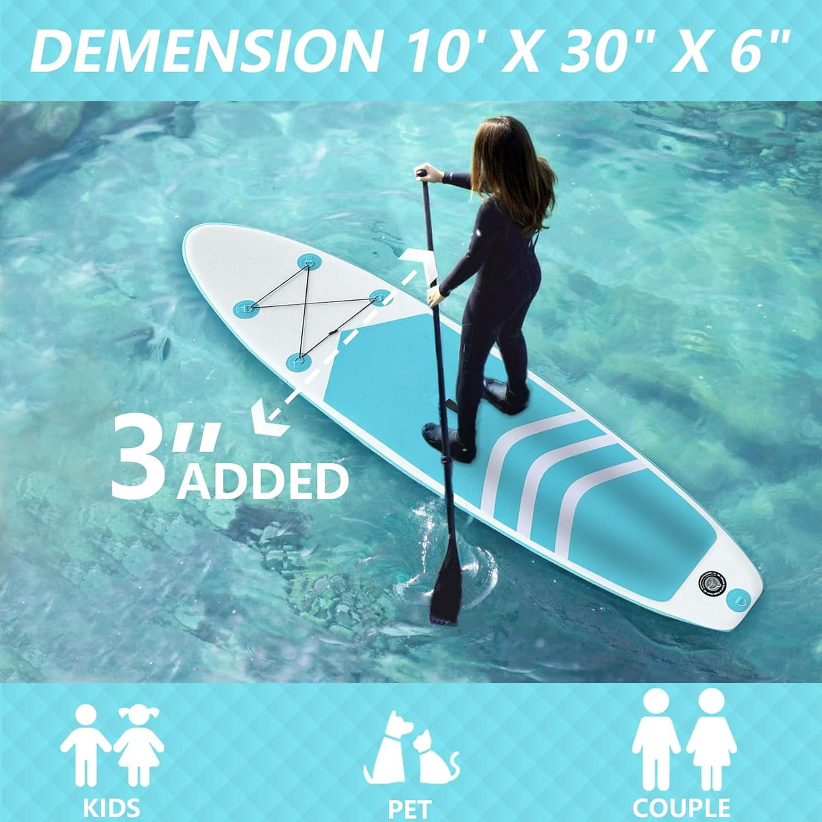 Blue 10'FT Inflatable Paddle Board for Lakes and Rivers