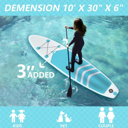 Blue 10'FT Inflatable Paddle Board for Lakes and Rivers