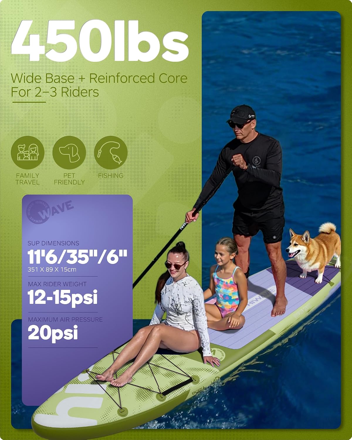 Green 11'6 x 35" -  Premium Inflatable Stand Up Paddle Board