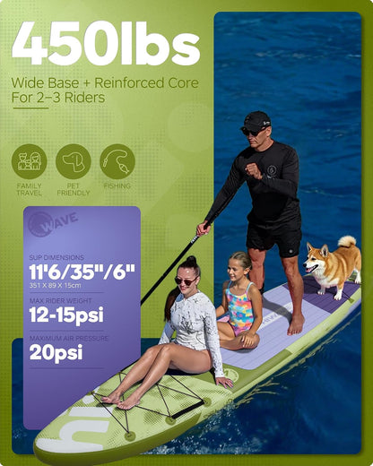 Green 11'6 x 35" -  Premium Inflatable Stand Up Paddle Board