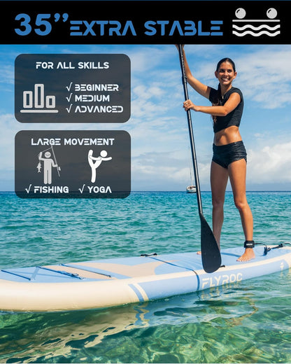 Yoga Paddle Board - 11' x 35" Premium Inflatable Super Stable