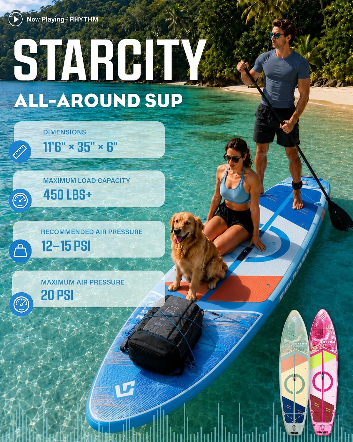 Premium 11'6 x 35" Inflatable Paddle Board Kit