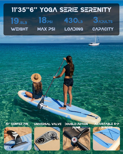 Yoga Paddle Board - 11' x 35" Premium Inflatable Super Stable