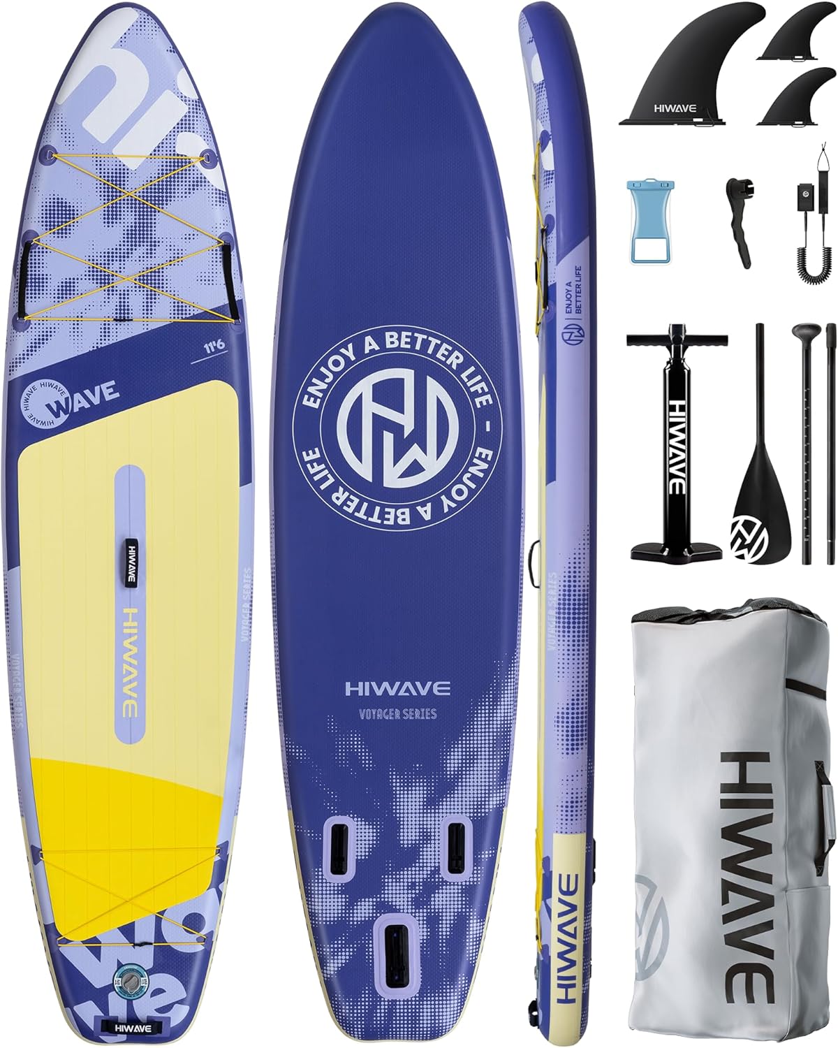11'6 Inflatable Paddle Board – Purple Wide Stability SUP