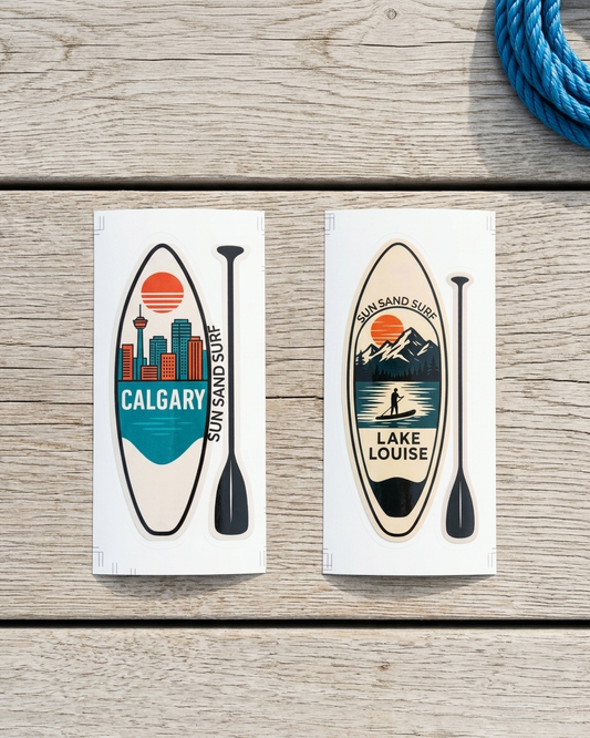 Paddle Board Sticker Pack | Calgary & Lake Louise | 8-Pack Waterproof Vinyl Stickers